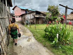 Traditionelle Kleidung der Kuna, ihre Gärten und Häuser, Ustupu, San Blas